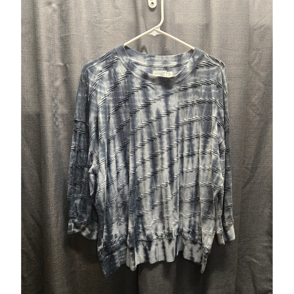 Terra & Sky Tie Dye Pullover Top Comfy Casual Relaxed Fit Plus Size 0X‎